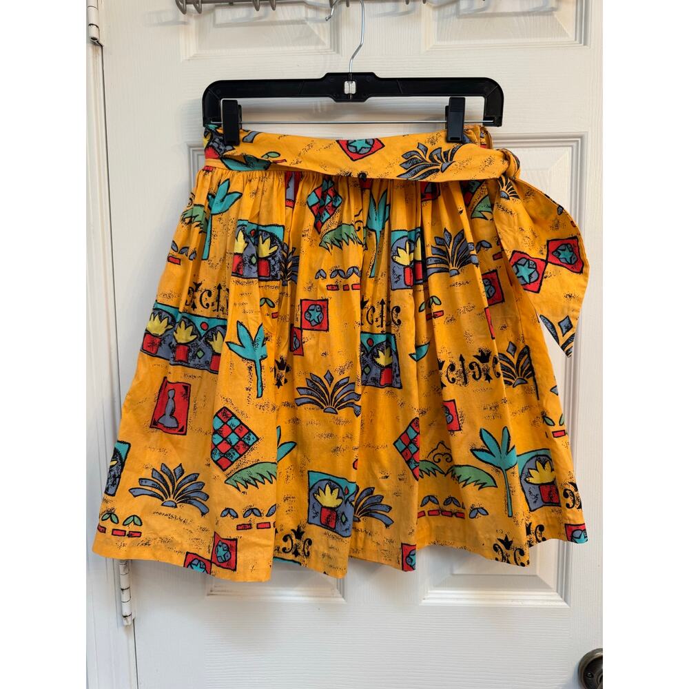 Vintage Jennifer Moore 100% Cotton Orange A-line Skirt Size 8 Tropical Print